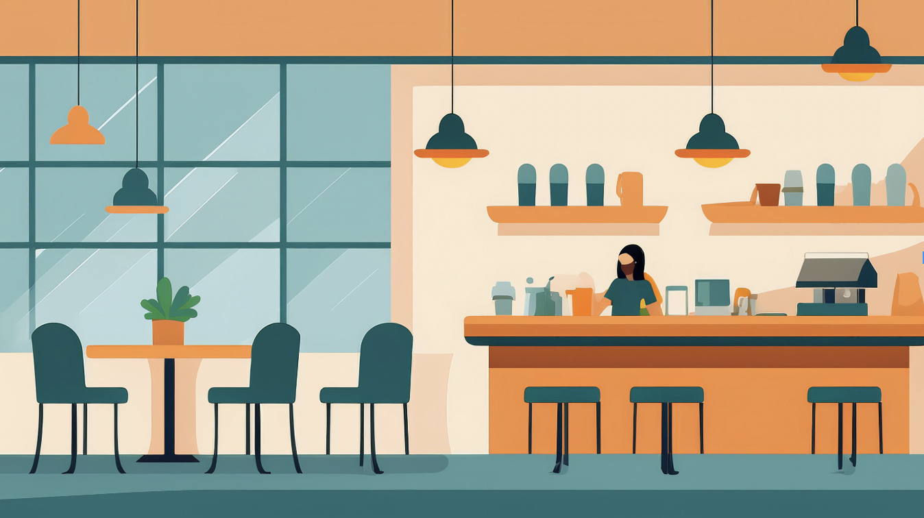 客席数に余裕のあるカフェの店内